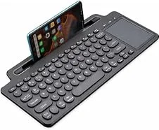 Teclado Sem Fio com Touch Pad, Modo Duplo Bluetooth e Wireless 2.4 GHz, compatível com Smart TVs, Notebooks, Tablets, PCs e Smartphones