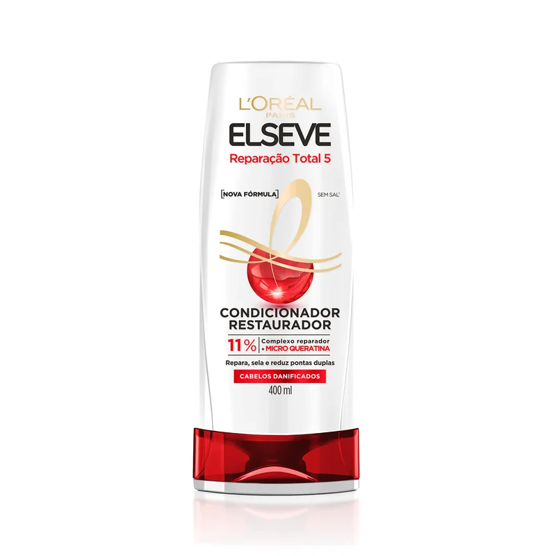 L'Oréal Paris Elseve Condicionador Restaurador Reparação Total 5+, Complexo Reparador com Micro Queratina, 400ml