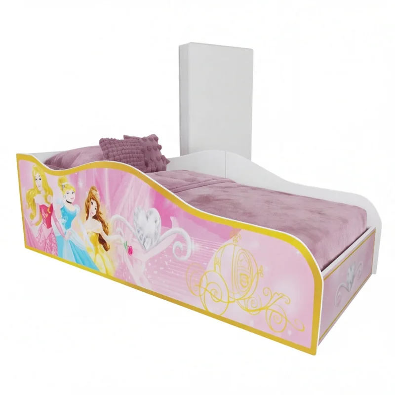 Cama Carro Princesas Meninas Montessoriana Com Colchão Premium Quarto Criança Berço Moderno Cor Rosa