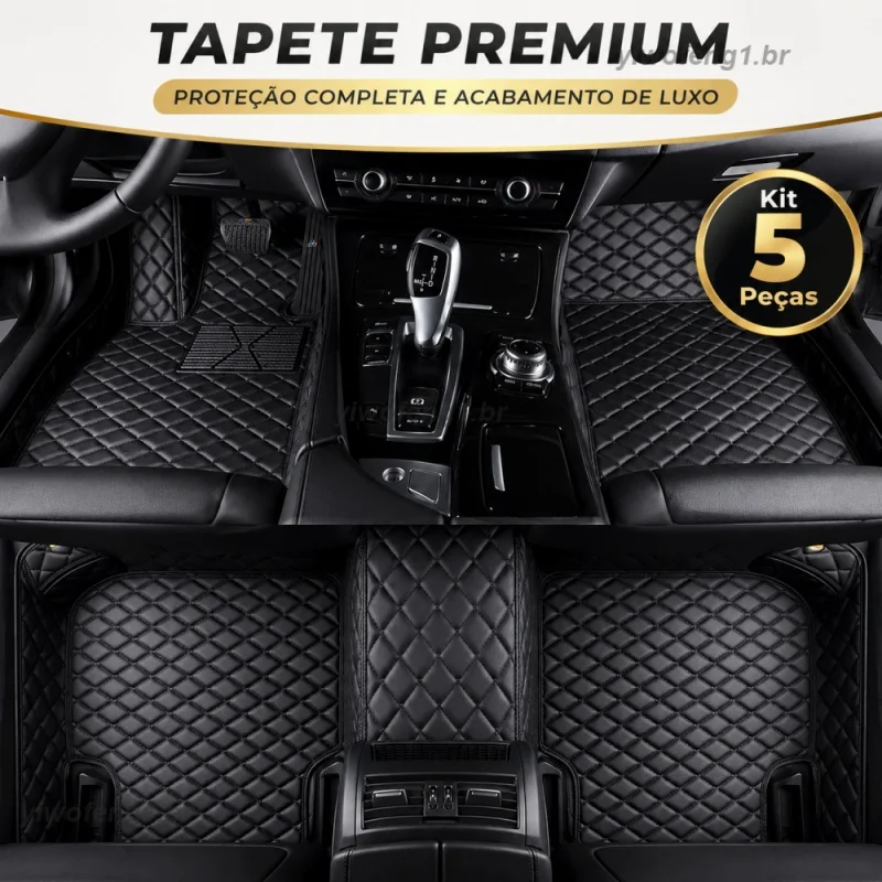 Tapete Automotivo 5 Peças Universal Jogo de Tapetes para Carro Tapete Automotivo Luxo Premium Impermeável Tapete Modelo