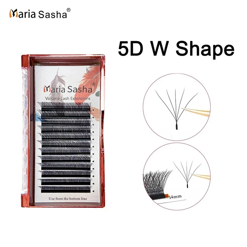 Maria 5D Wm Curl Cílios Fácil Ventilador Extensões De Atacado Volume Pré-Fabricado Estilo W Natural Macio