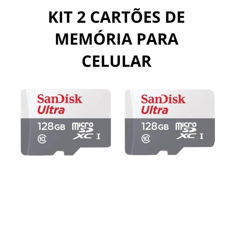 Kit 2 cartões de memória 128gb ultra muito mais memória smartphone