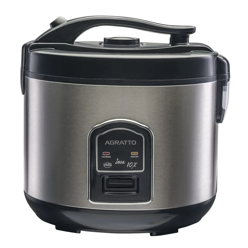 PANELA ELETRICA ARROZ INOX E VISOR VIDRO PAI10X 127V AGRATTO, Agratto, 5957, Inox