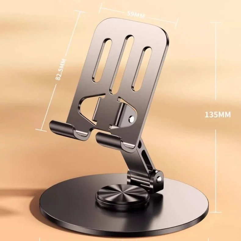 Suporte de Mesa Metal Pesado Base Giratória 360° Ajustável Smartphones Celular Tablet Alumínio