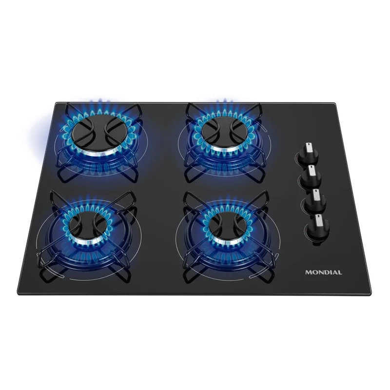MONDIAL Cooktop a Gás, 4 Bocas, Preto/Inox, Bivolt - CTG-01