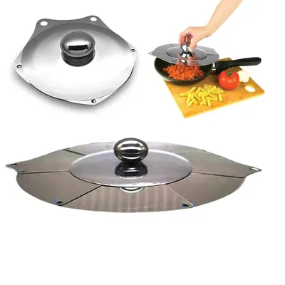 Tampa de Panela Retrátil Ajustável Universal Inox 14 a 26 cm – Tampa Retrátil Aumenta e Diminui para Panelas e Frigideiras - UpShop