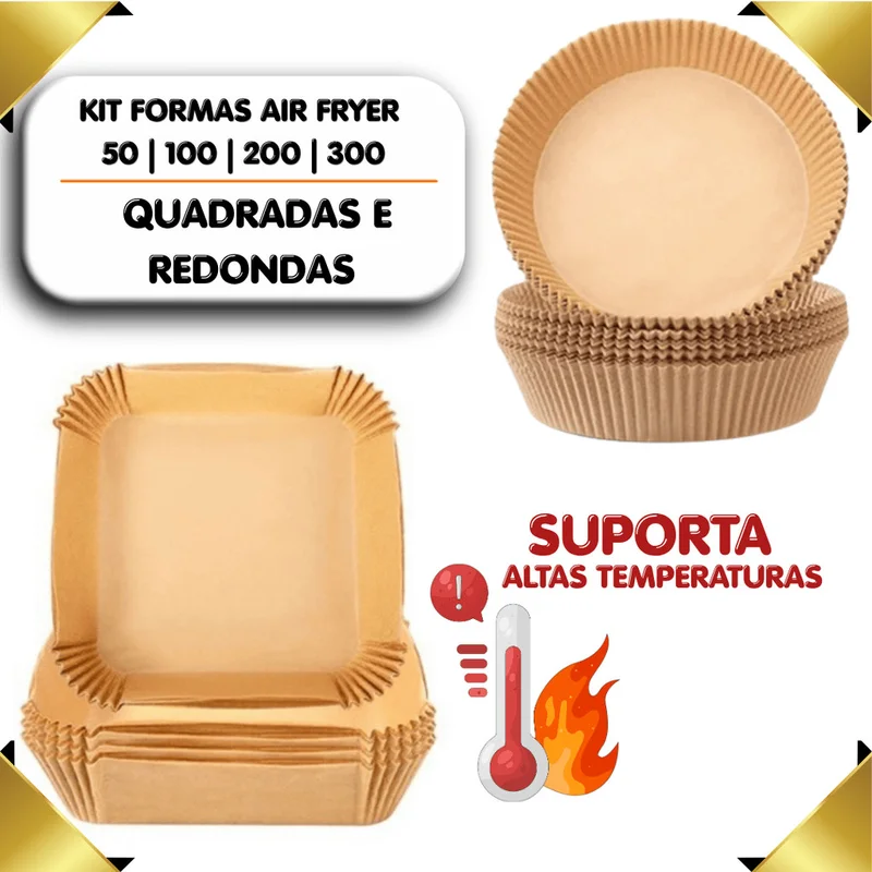 Kit 50 a 300 Formas Descartável Para Airfryer Antiaderente Não Suja Cozinha Fritadedira Promoção
