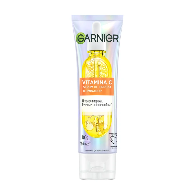 Garnier Sérum de Limpeza Facial Iluminador com Vitamina C, Cuida, Limpa, Demaquila, Uniformiza e Ilumina, Contém Um Frasco de Sérum Vitamina C, Serumnete,100G