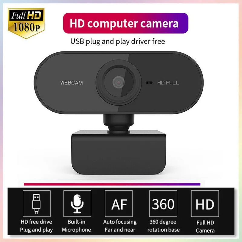 Webcam Microfone Camera Full Hd 1080p Computador Plug e Play Microfone Embutido