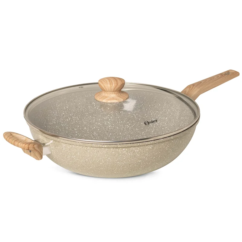 Panela Wok com Tampa 31,5 cm Cinza Claro Oster