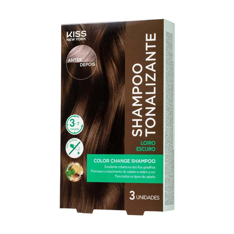 KISS NEW YORK Color Change Shampoo - Shampoo Tonalizante Loiro Escuro