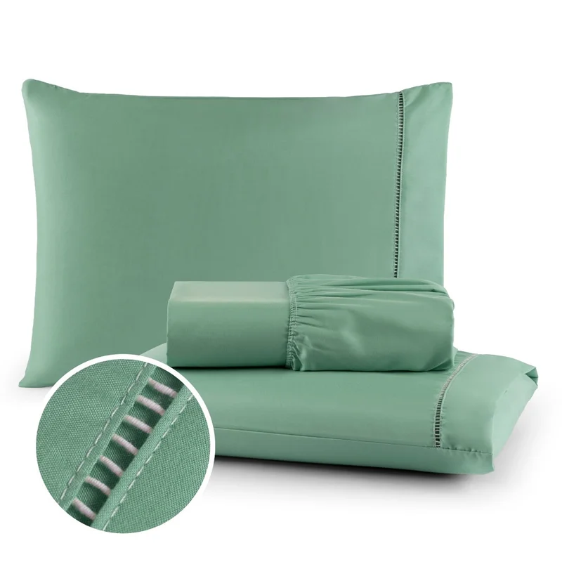 Kit Lencol Jogo de Cama Berço Solteiro Casal Queen King 400 fios Toque Macio com Ponto Palito