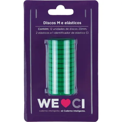 Caderno Inteligente Discos Grande 31Mm 12Discos+Elast Vd Kit 108985