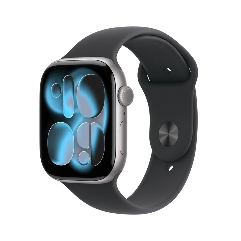 Apple Watch Series 11 GPS + Cellular, Caixa em alumínio cinzento sideral de 46 mm com Bracelete desportiva preta - M/G