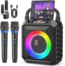 JYX Caixa de Som com Microfone para Adultos e Crianças, Caixa de Som Bluetooth Portátil com 2 Microfones e Luzes de DJ para Festas e Reuniões em Casa, Suporta USB/TF/AUX/REC(50W)