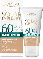 L'Oréal Paris Solar Expertise Antioleosidade, Protetor Solar Facial com FPS 60, 12h de Efeito Matte com Ácido Salicílico, Cor 1.0, 40g