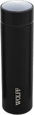 WOLFF - Garrafa Térmica de Aço Inox com Termômetro em Led 500ml Preto - Conserva Bebidas Quentes e Frias