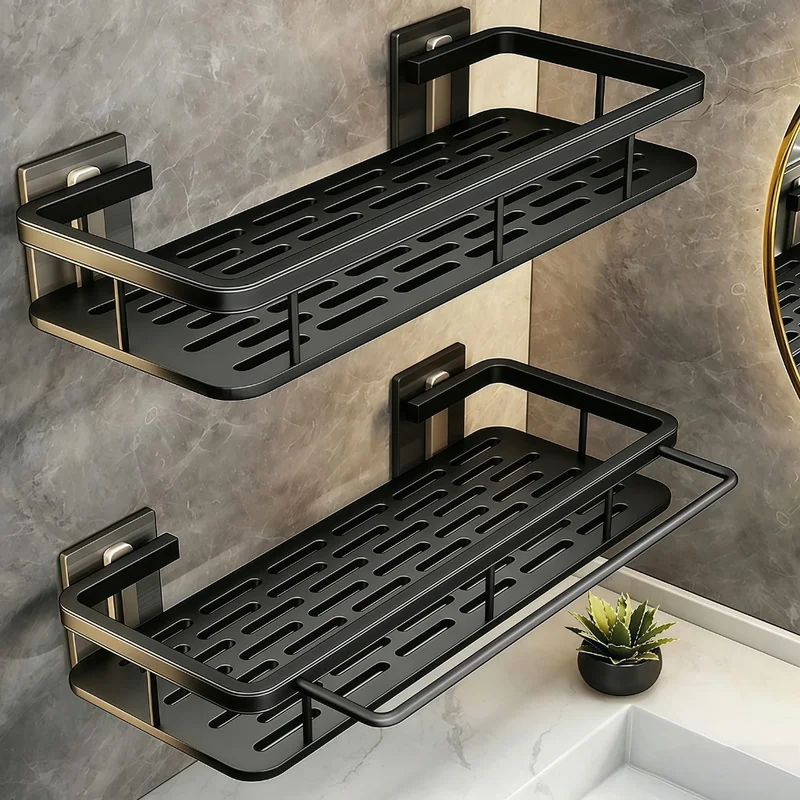 Suporte De Shampoo Organizador Alta qualidade Prateleiras De Banheiro Sem Furo Premium-Space Aluminium