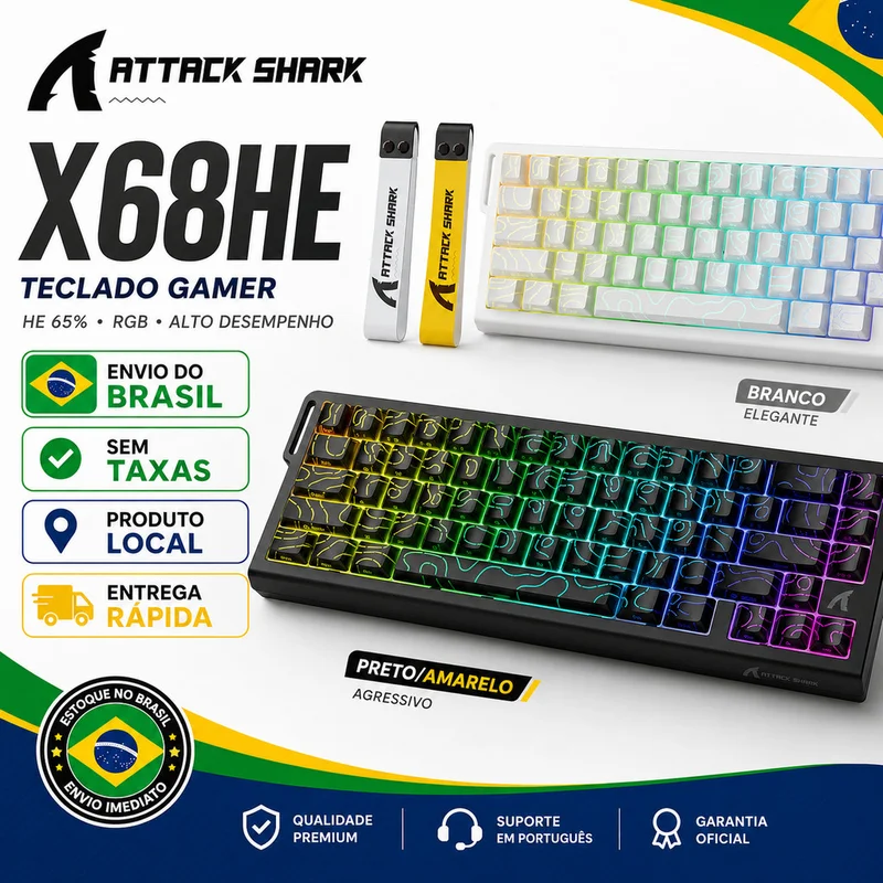 Ataque SHARK X68HE Teclado Mecânico Magnético RGB 8K E-Sports De Eixo 0.01mm RT Precisão 128K Taxa De Verificação