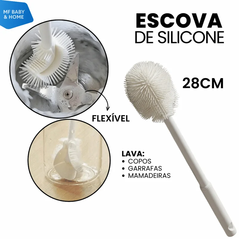 Escova de Limpeza Multifuncional Flexível Para Garrafas Mamadeiras Liquidificador De Silicone