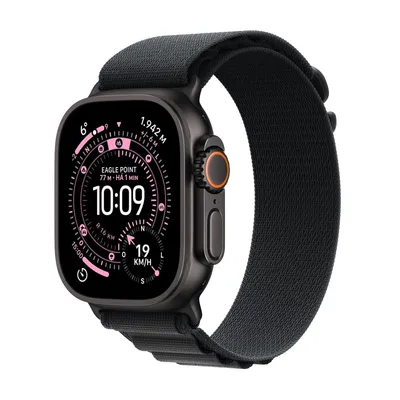 Apple Watch Ultra 3 GPS + Cellular, Caixa em titânio preto de 49 mm com Loop Alpine preta ‑ P