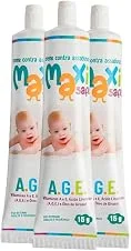kit com 3 Creme Pomada de Assadura Para Bebe Maxi Baby Vitamina A.E com Óleo de Girassol A.G.E - 15g Cada Total 45g