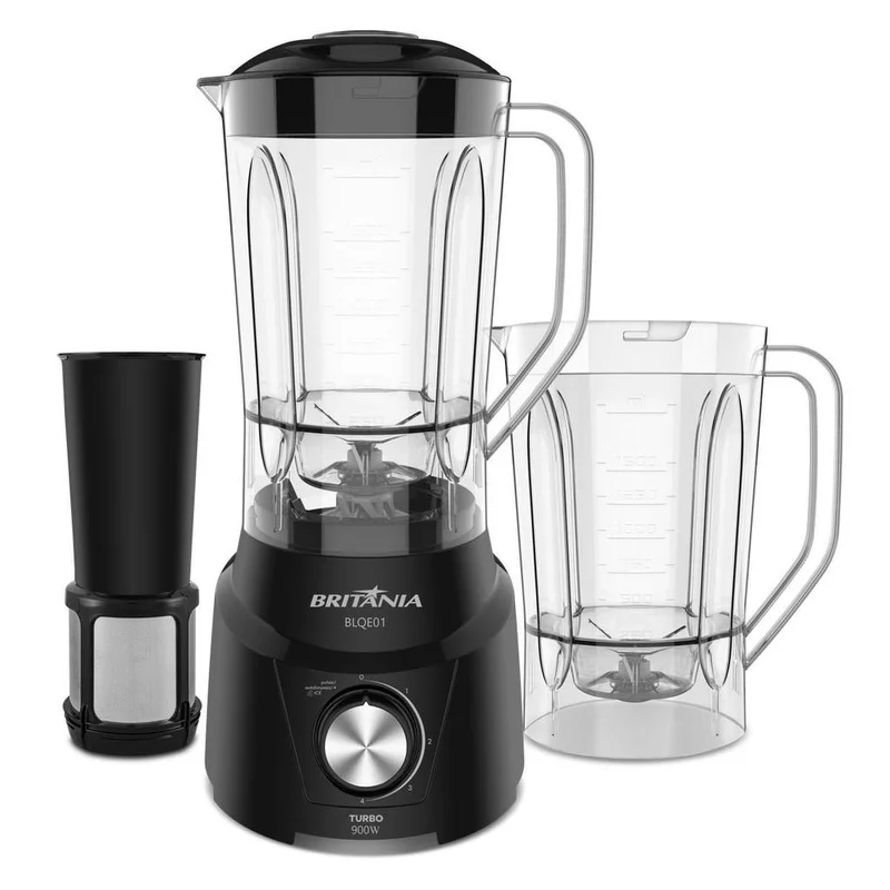 Liquidificador Britânia 900W 2,6L 4 Velocidades Preto BLQE01