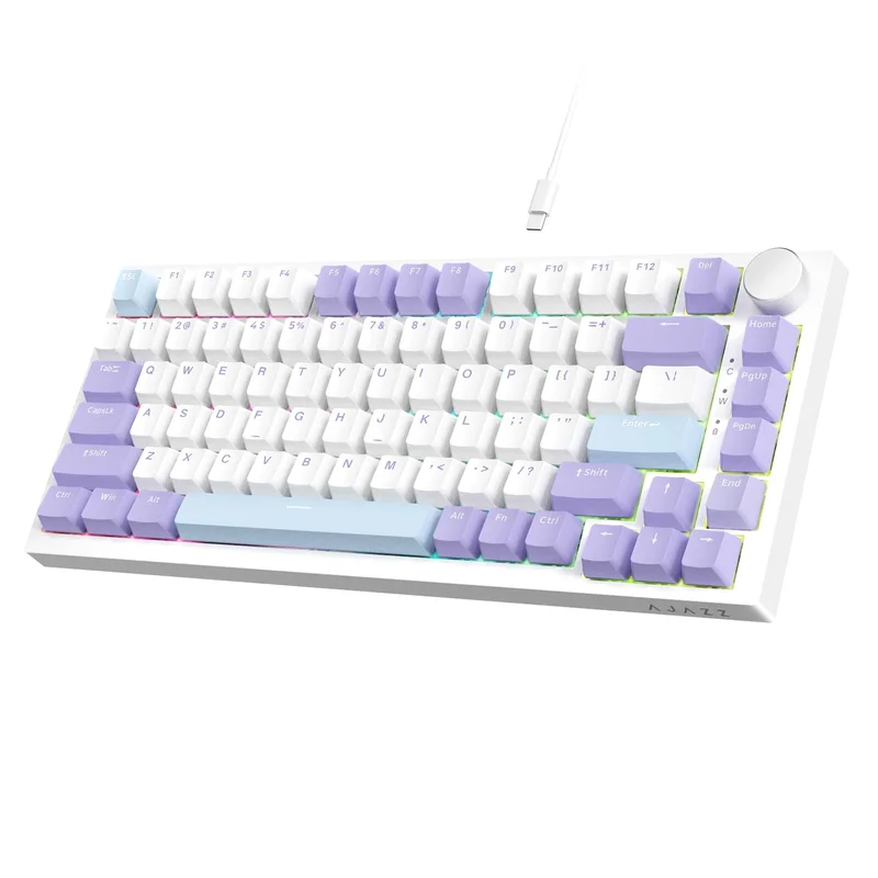 ATTACK SHARK Teclado mecânico Ajazz Hot Swappable, 75% TKL RGB retroiluminado com controle de botão, espuma Poron, almofada de silicone, junta, NKRO, teclas PBT para Win/Mac, interruptor linear de sal