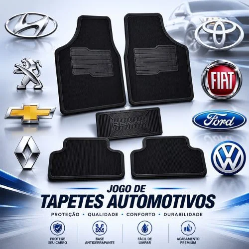 Tapete de Carro Borracha Automotivo Universal 5 Peças Personalizado