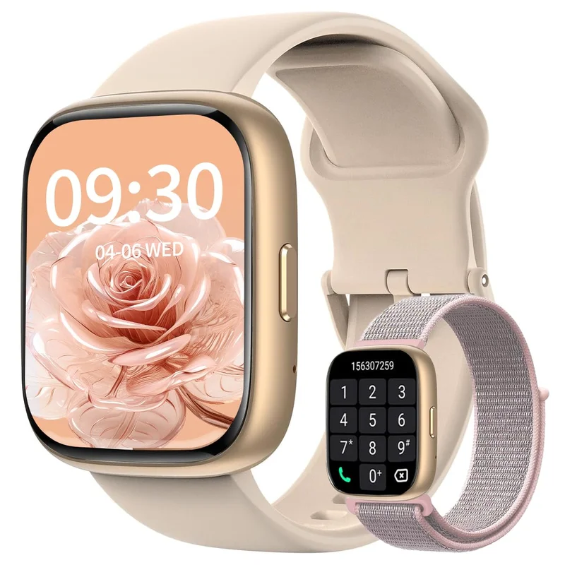 Relógio Smartwatch Feminino, Tela HD de 1,8" Relógio Smartwatch com Alexa, 100 Esportes, Frequência Cardíaca e Monitoramento do Sono, IP68 à prova d'água, Compatível com Android iOS, 2 Pulseiras | Alexa Integrada, 120 Modos Esportivos, IP68 à Prova d'Água