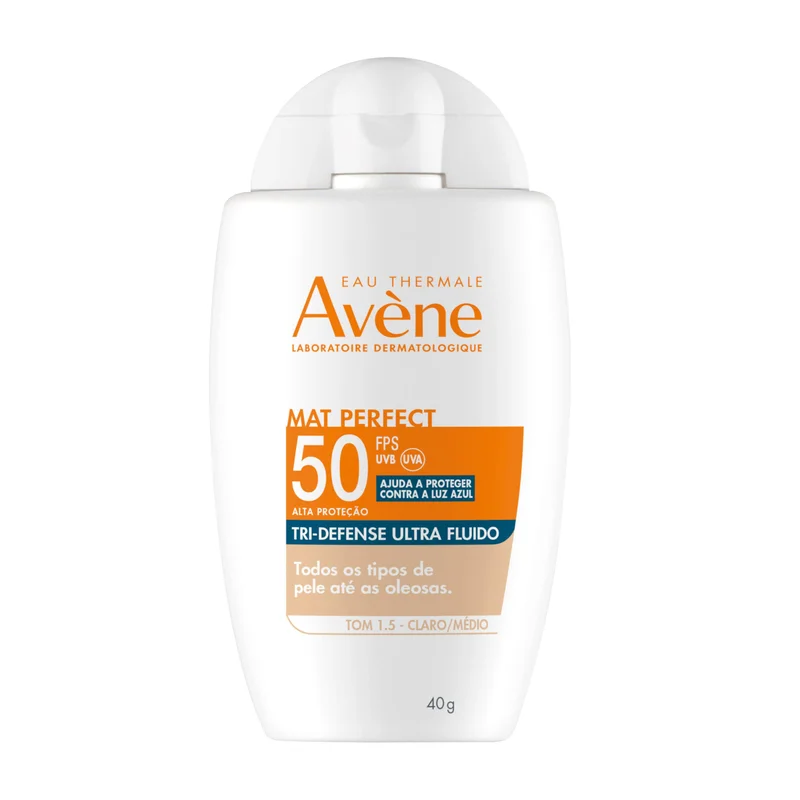 Avène Protetor Solar Facial Mat Perfect Tri-Defense Ultra Fluido Tom 1.5 Claro/Médio FPS50 40g