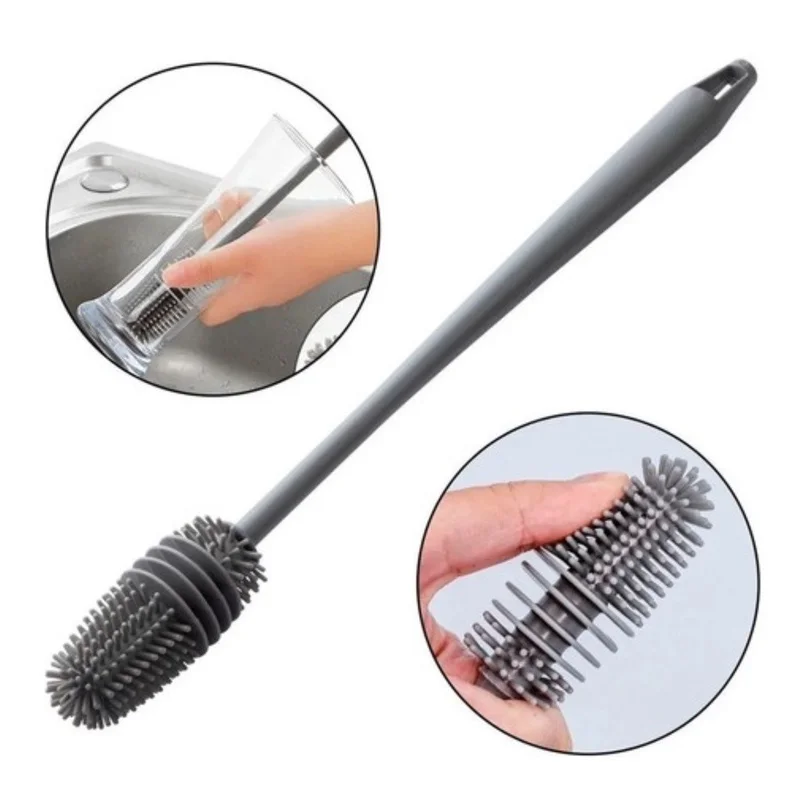 Kit 1/2/3 Escova Silicone De Lavar Garrafa Mamadeira Copo Taça Louça