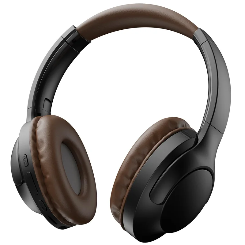 Fone de Ouvido Bluetooth 5.2 Sem Fio Headset, Cancelamento de Ruído 6.0, 10h Bateria, Conforto Premium Design Dobrável Headphone Over-Ear, Conexão Estável, Preto Marrom