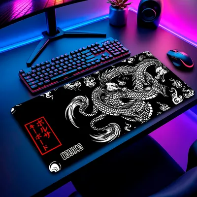 Mouse Pad Gamer Traxen 32x27cm / 60x30cm / 70x35cm Estampas Dragao Chines + Porta Copo