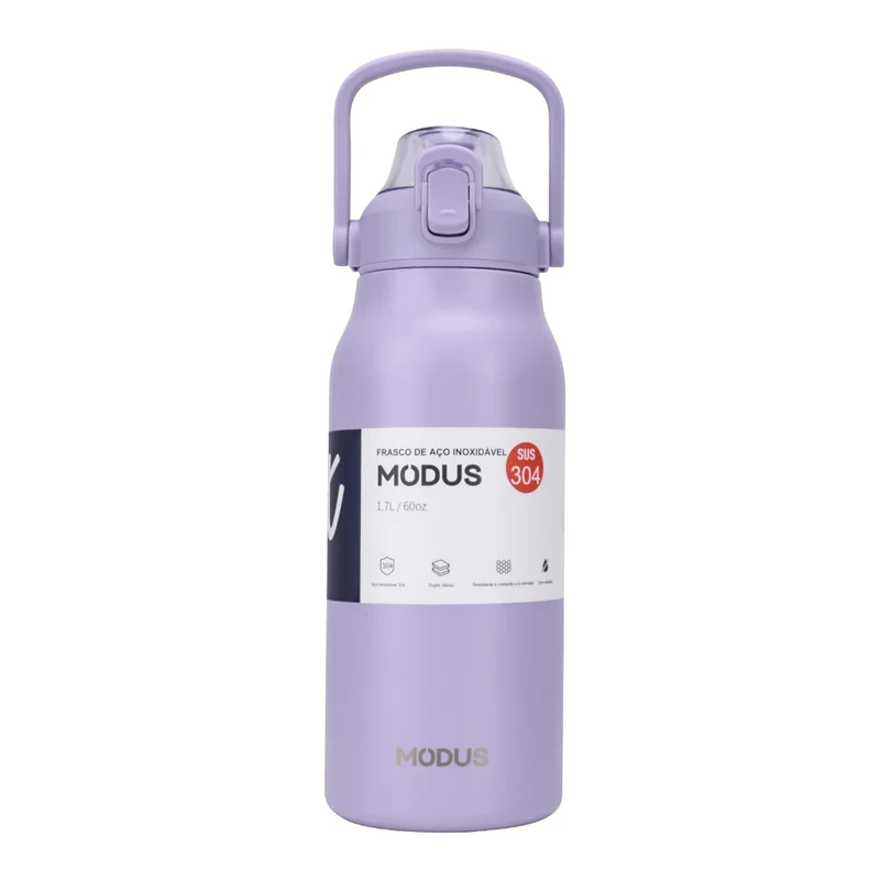 MODUS Garrafa Térmica De Grande Capacidade Inox Com Canudo 1700ML