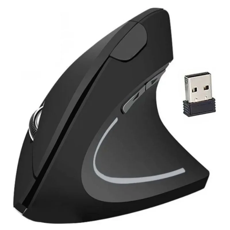 Mouse Ergonômico Vertical Sem Fio 2.4GHz Design Ortopédico Anti Dor no Pulso, Ajuste DPI, USB, Mouse Wireless - Recarregável (Mouse Ergonômico Vertical Sem Fio Recarregável)