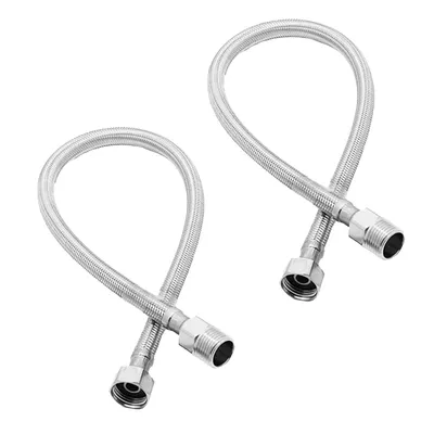 Kit com 2 Engates Mangueira Flexível Trançado Aço Inox 100 cm Água Quente e Fria Alta Pressão