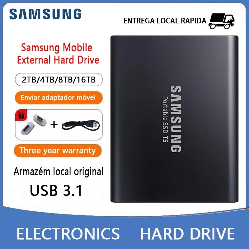 SAMSUNG SSD T5 Hd Externo 2TB/4TB/8TB/16TB Solid State Hard Drive Portable Suitable for Desktop