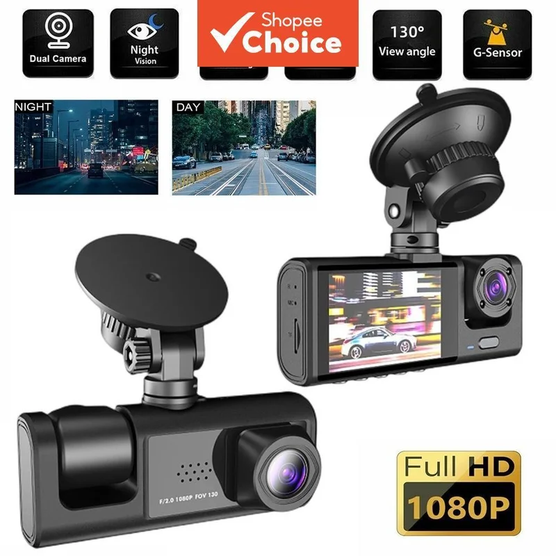 Câmera Do Traço Carro Para A Frente E Dentro 2 Câmeras 1080P Car Dashcam Recorder Visão Noturna