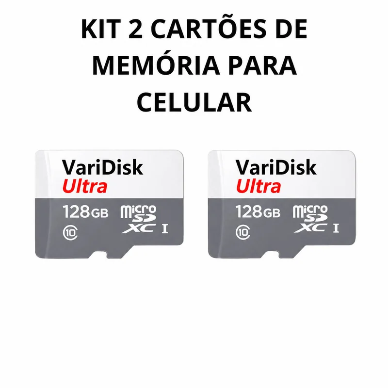 Kit 2 cartões de memória 128gb ultra muito mais memória smartphone