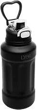 LYOR - Garrafa Térmica de Aço Inox com Alça Adventure Preta 1L - Mantém Bebida Quente ou Fria de 08-12 Horas