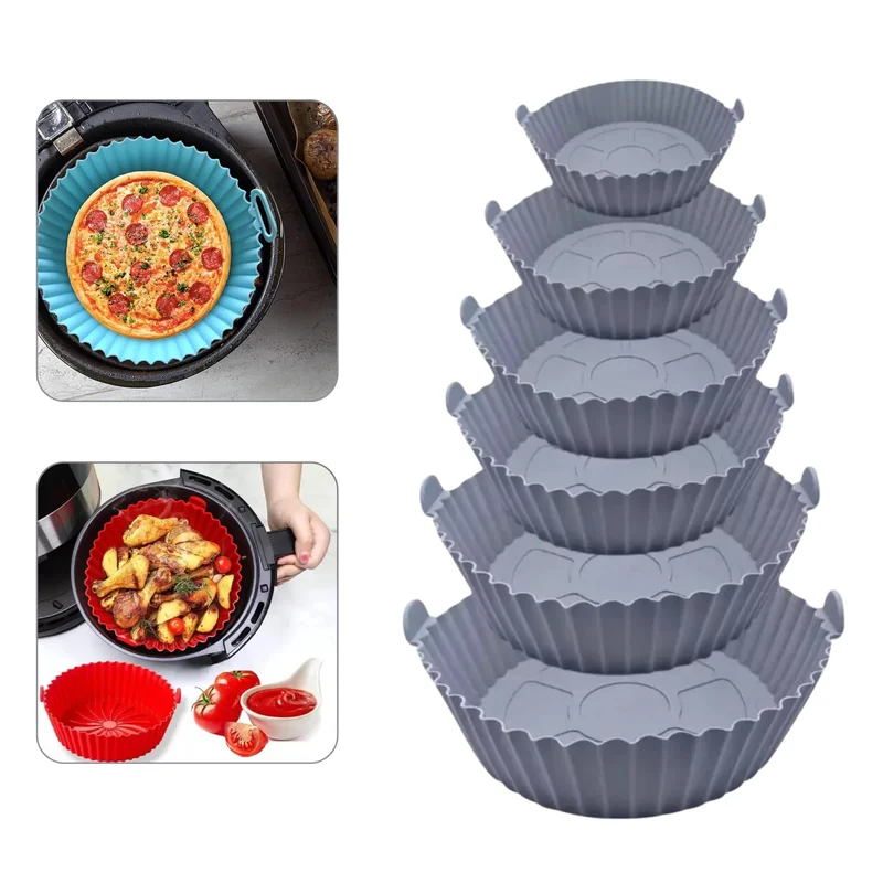 Forma de Silicone para Air Fryer, 6 Unidades, Silicone para Air Fryer, Reutilizável, Antiaderente, AVIBES