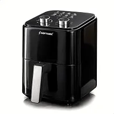Fritadeira Air Fryer Elétrica Sem Óleo 4.2 L 1300w, 110v com 8 Receitas Prontas SOFTINOX Preta, Interior em Inox Antiaderente, Airfryer + 50 formas de Papel