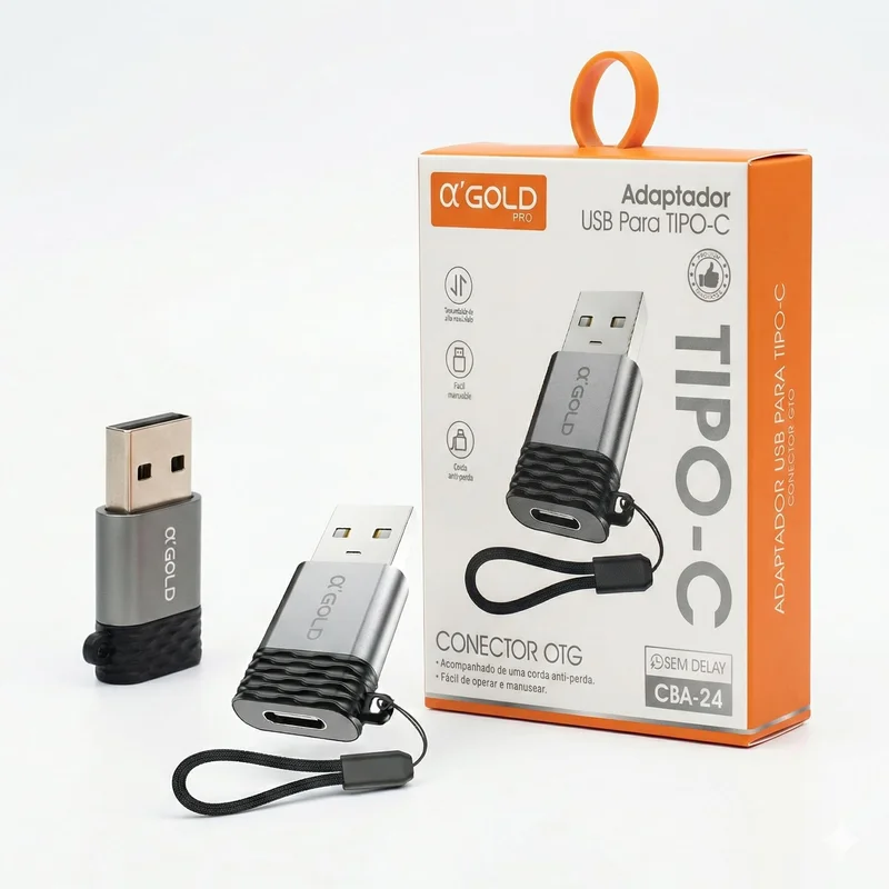 Adaptador USB Tipo C para USB 3.0 OTG, Carregamento Rápido 30W, OTG Plug, Compatível com iPhone (11 ao 17), Android, Carro, Power Bank, Transferência de Dados, Teclado, Mouse, HD Externo