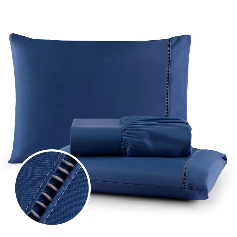 Lencol Micropercal 400 Fios Jogo De Cama Casal Queen King 03 Peças Solteiro e Berço 2 Peças