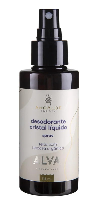 AHOALOE Desodorante Cristal Líquido Spray - Babosa e Ingredientes Naturais - Protege e Hidrata a Pele - Sem Alumínio - 12h de Proteção - Aroma de Capim Limão - 115ml