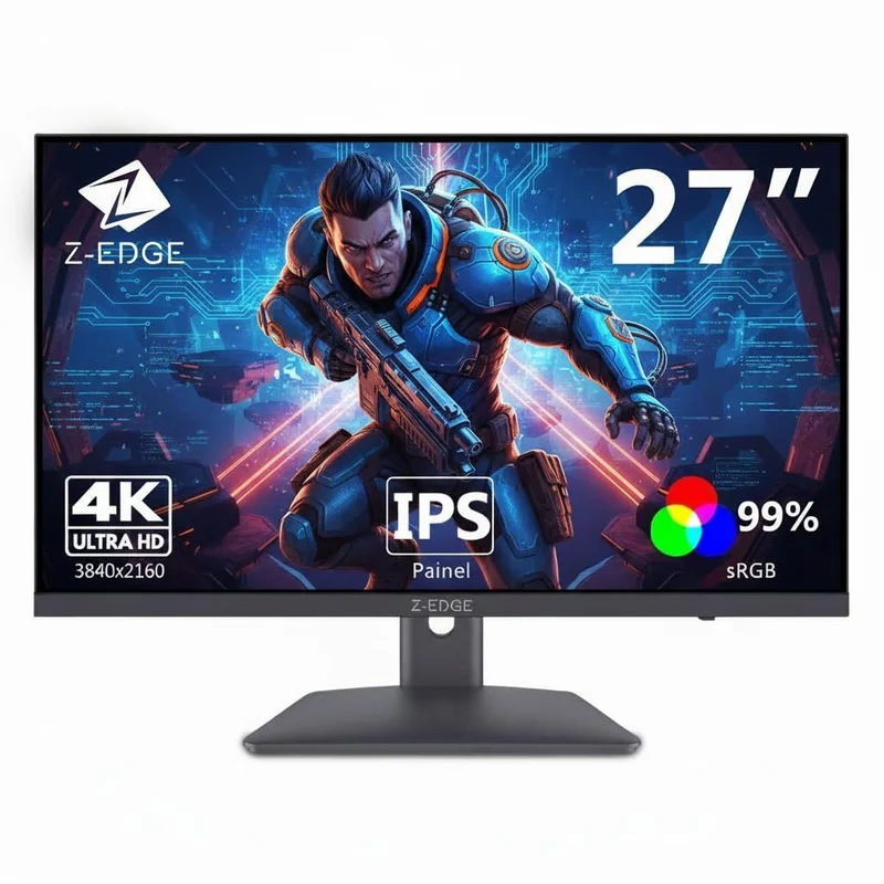 Monitor 4K 27 polegadas Z-Edge, IPS Ultra HD 3840x2160, 60 Hz, Monitor PC, FreeSync, 99% sRGB, 2 HDMI e 2 DP, Ajuste de Inclinação, Sem Bordas