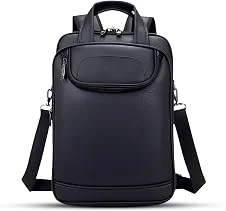 Mochila Couro Reforçada Executiva Grande Mochila para Notebook Trabalho Viagem Escola com Cabo de Aço Impermeável (Preto)