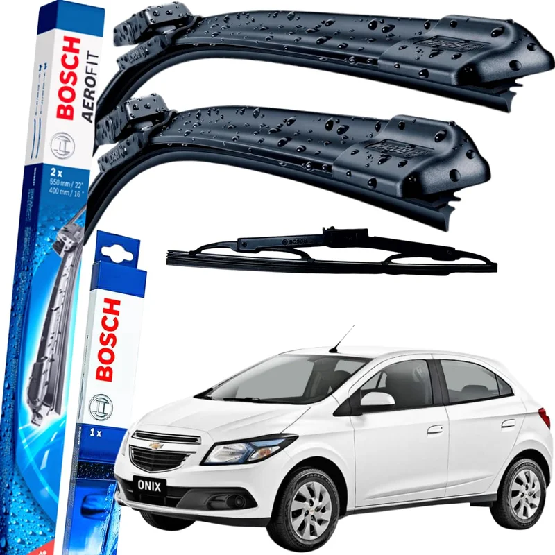 Palheta Limpador Parabrisa Bosch Aerofit Par de Palheta Limpadora Dianteiro Original GM ONIX 2012 À 2018