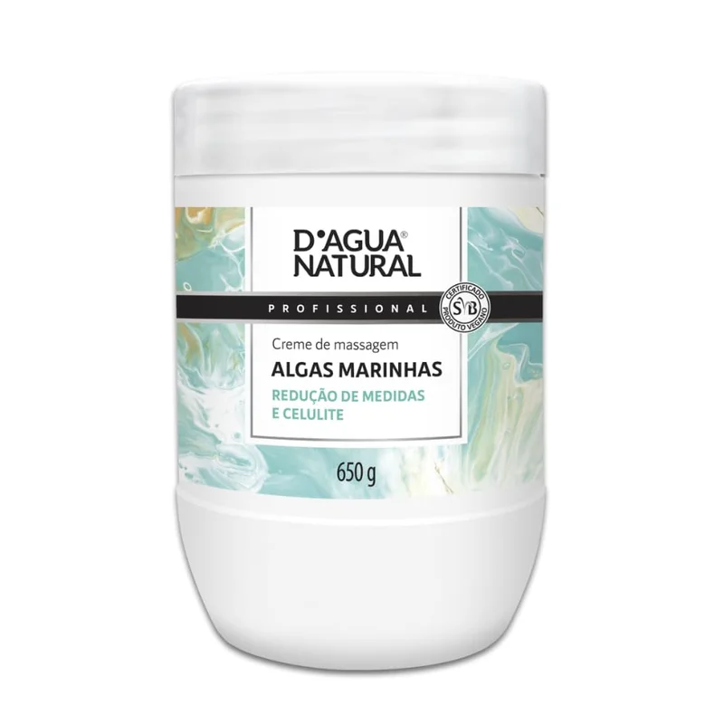 D'AGUA NATURAL Creme De Massagem Algas Marinhas Centelha Asiática E Bio Ativo Natural D'Agua Natural 650 G